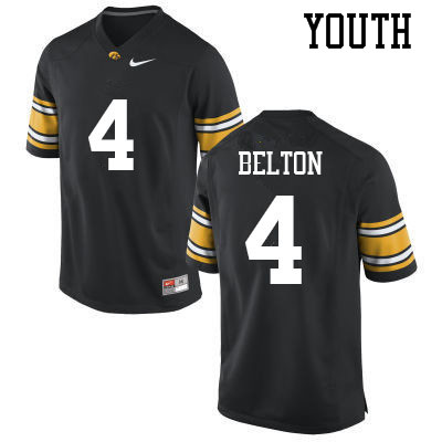 Youth #4 Dane Belton Iowa Hawkeyes College Football Jerseys Sale-Black